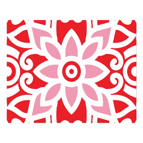 A Red And White Pattern With A Flower On It Premium Plush Fleece Blanket (Large) from ArtsNow.com 80 x60  Blanket Front