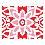 A Red And White Pattern With A Flower On It Premium Plush Fleece Blanket (Large)