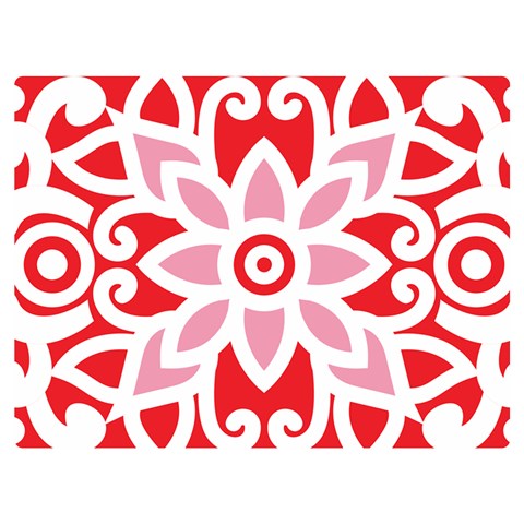 A Red And White Pattern With A Flower On It Premium Plush Fleece Blanket (Extra Small) from ArtsNow.com 40 x30  Blanket Front