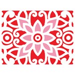 A Red And White Pattern With A Flower On It Premium Plush Fleece Blanket (Extra Small)