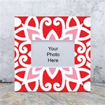 A Red And White Pattern With A Flower On It White Box Photo Frame 4  x 6 