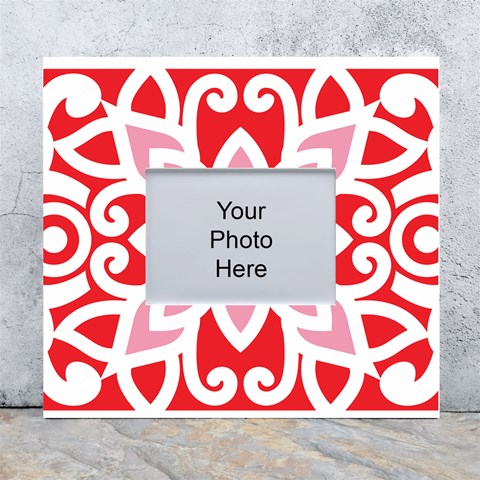 A Red And White Pattern With A Flower On It White Wall Photo Frame 5  x 7  from ArtsNow.com Front