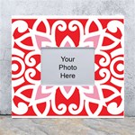 A Red And White Pattern With A Flower On It White Wall Photo Frame 5  x 7 