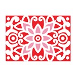 A Red And White Pattern With A Flower On It Crystal Sticker (A4)