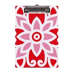 A Red And White Pattern With A Flower On It A5 Acrylic Clipboard