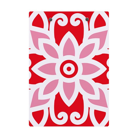 A Red And White Pattern With A Flower On It A5 Acrylic Clipboard from ArtsNow.com Back