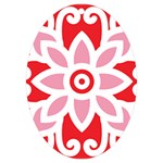 A Red And White Pattern With A Flower On It UV Print Acrylic Ornament Oval