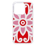 A Red And White Pattern With A Flower On It iPhone 14 Pro TPU UV Print Case