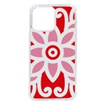 A Red And White Pattern With A Flower On It iPhone 14 Pro Max TPU UV Print Case