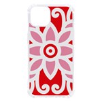 A Red And White Pattern With A Flower On It iPhone 13 TPU UV Print Case