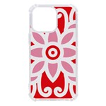 A Red And White Pattern With A Flower On It iPhone 13 Pro TPU UV Print Case