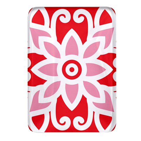 A Red And White Pattern With A Flower On It Rectangular Glass Fridge Magnet (4 pack) from ArtsNow.com Front