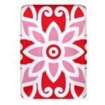 A Red And White Pattern With A Flower On It Rectangular Glass Fridge Magnet (4 pack)