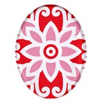 A Red And White Pattern With A Flower On It Oval Glass Fridge Magnet (4 pack)