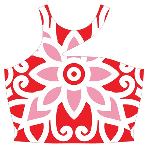 A Red And White Pattern With A Flower On It Cut Out Top from ArtsNow.com Front