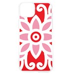 A Red And White Pattern With A Flower On It iPhone 15 TPU UV Print Case