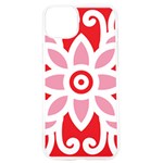 A Red And White Pattern With A Flower On It iPhone 15 Pro TPU UV Print Case