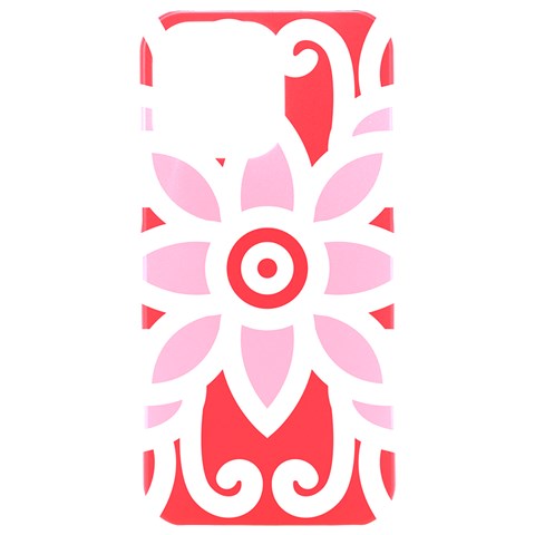 A Red And White Pattern With A Flower On It iPhone 15 Pro Max Black UV Print PC Hardshell Case from ArtsNow.com Front