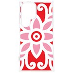 A Red And White Pattern With A Flower On It Samsung Galaxy S24 Plus 6.7 Inch TPU UV Case