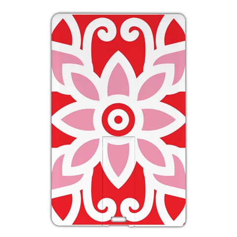 A Red And White Pattern With A Flower On It Name Card Style USB Flash Drive from ArtsNow.com Front