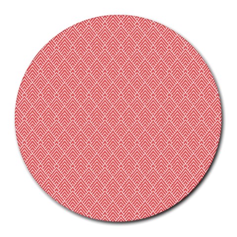 A Red And White Background With A Pattern Round Mousepad from ArtsNow.com Front