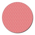 A Red And White Background With A Pattern Round Mousepad