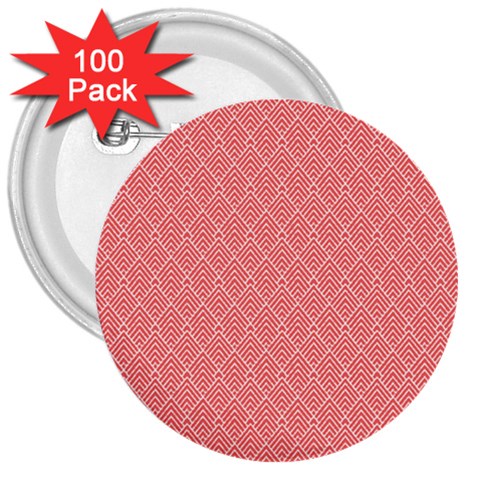 A Red And White Background With A Pattern 3  Buttons (100 pack)  from ArtsNow.com Front