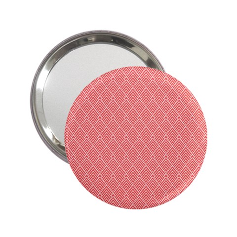 A Red And White Background With A Pattern 2.25  Handbag Mirrors from ArtsNow.com Front