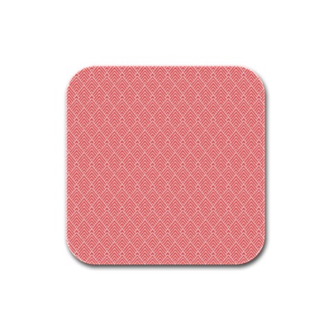 A Red And White Background With A Pattern Rubber Square Coaster (4 pack) from ArtsNow.com Front