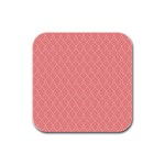 A Red And White Background With A Pattern Rubber Square Coaster (4 pack)