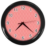 A Red And White Background With A Pattern Wall Clock (Black)