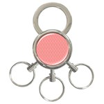 A Red And White Background With A Pattern 3-Ring Key Chain