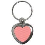 A Red And White Background With A Pattern Key Chain (Heart)