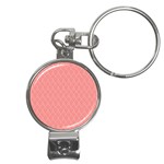 A Red And White Background With A Pattern Nail Clippers Key Chain