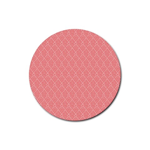 A Red And White Background With A Pattern Rubber Coaster (Round) from ArtsNow.com Front