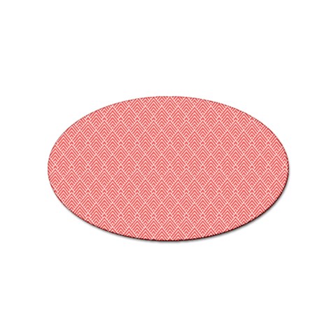 A Red And White Background With A Pattern Sticker (Oval) from ArtsNow.com Front