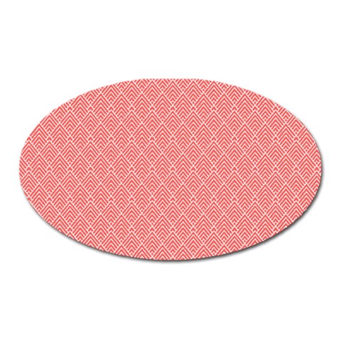 A Red And White Background With A Pattern Oval Magnet from ArtsNow.com Front