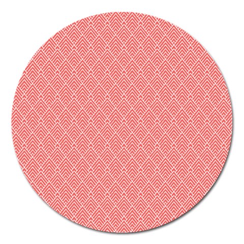 A Red And White Background With A Pattern Magnet 5  (Round) from ArtsNow.com Front