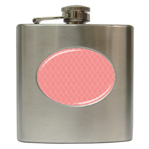 A Red And White Background With A Pattern Hip Flask (6 oz) from ArtsNow.com Front