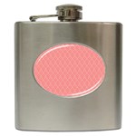 A Red And White Background With A Pattern Hip Flask (6 oz)