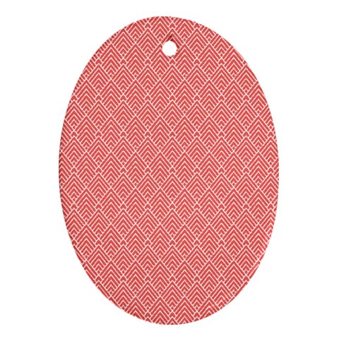 A Red And White Background With A Pattern Oval Ornament (Two Sides) from ArtsNow.com Front