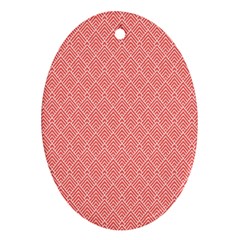 A Red And White Background With A Pattern Oval Ornament (Two Sides) from ArtsNow.com Front