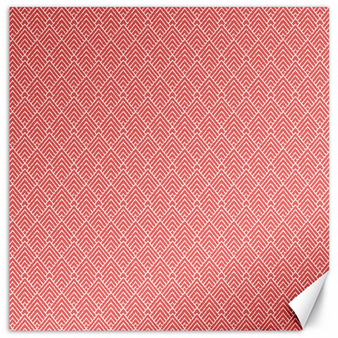 A Red And White Background With A Pattern Canvas 12  x 12  from ArtsNow.com 11.4 x11.56  Canvas - 1