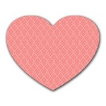 A Red And White Background With A Pattern Heart Mousepad