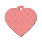 A Red And White Background With A Pattern Dog Tag Heart (One Side)