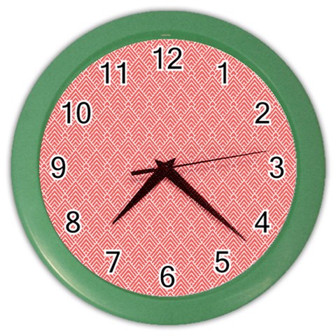 A Red And White Background With A Pattern Color Wall Clock from ArtsNow.com Front