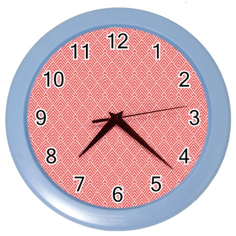 A Red And White Background With A Pattern Color Wall Clock from ArtsNow.com Front