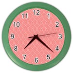 A Red And White Background With A Pattern Color Wall Clock