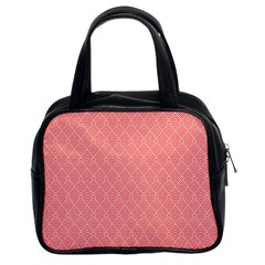 A Red And White Background With A Pattern Classic Handbag (Two Sides) from ArtsNow.com Front