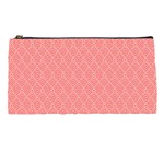 A Red And White Background With A Pattern Pencil Case